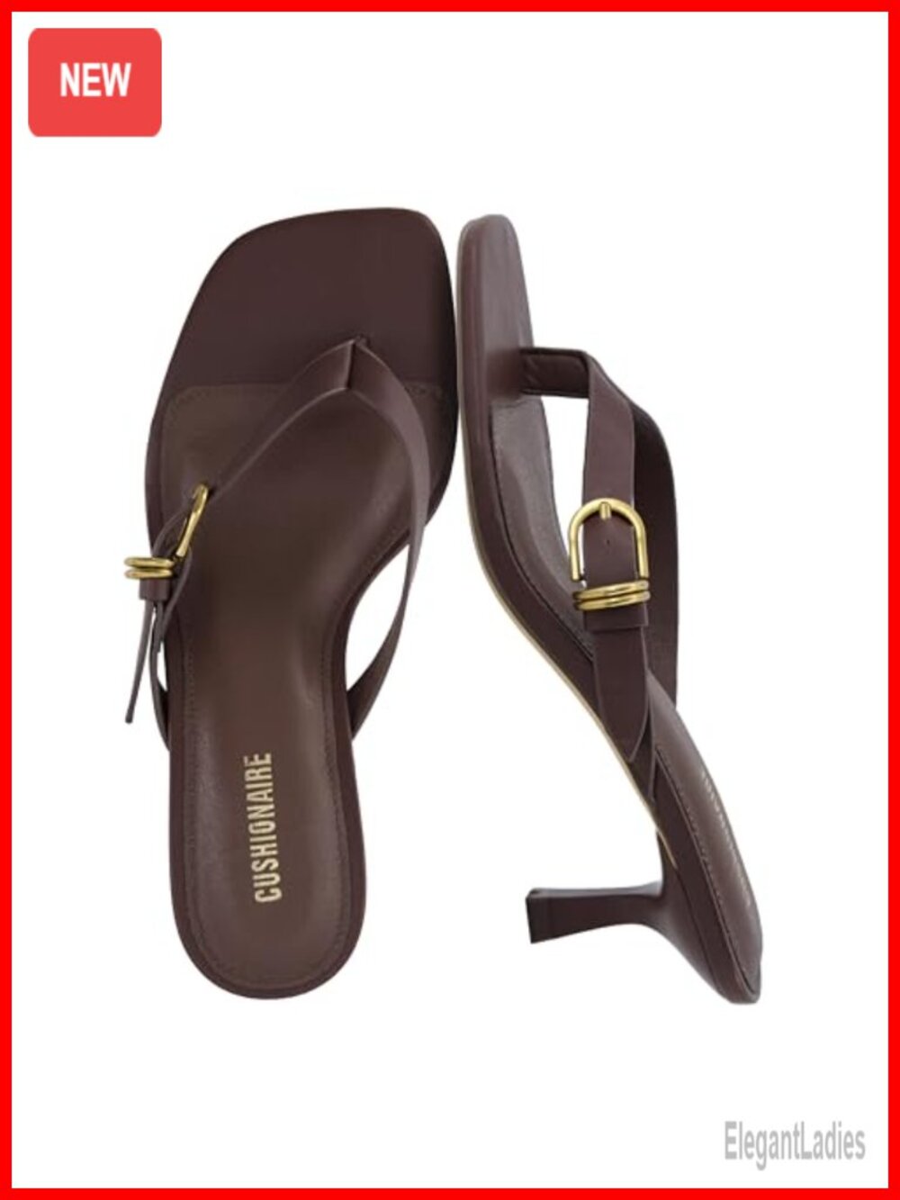 CUSHIONAIRE Marlin Kitten Heel Thong Sandals Adjustable Buckle Faux Suede